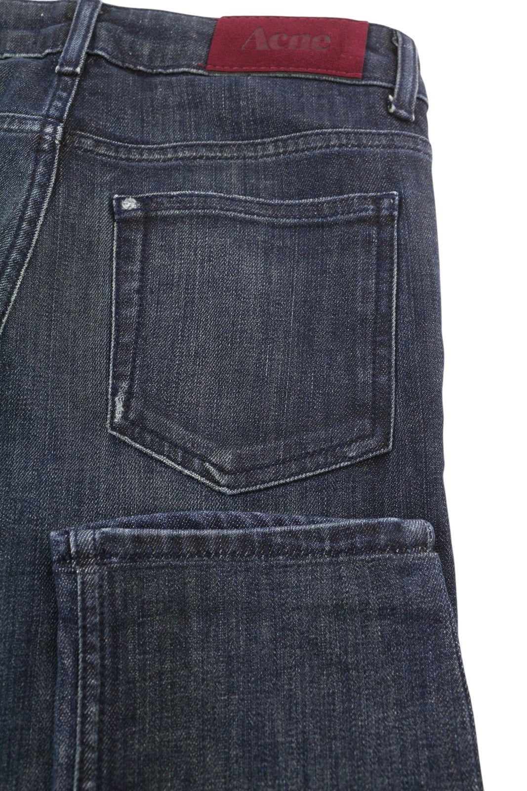 ACNE Hex/Over Women Jeans W26 Dark Blue Faded Whiskers Straight Fit Denim