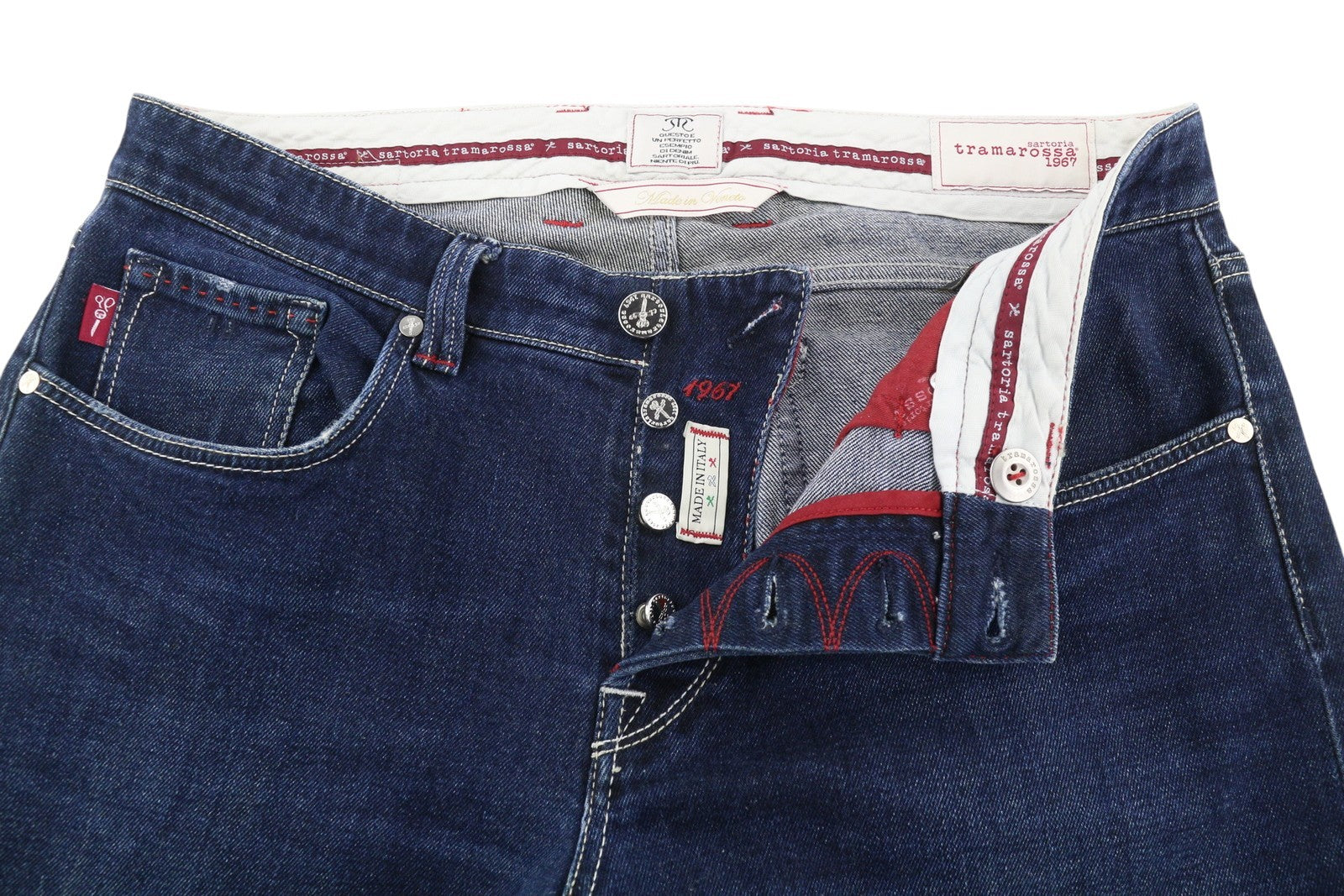 SARTORIA TRAMAROSSA Michelangelo Men Jeans W34 Blue Faded Whiskers Slim Fit