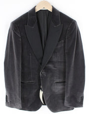 SUITSUPPLY Lazio Men's Grey Velvet Slim Fit Tuxedo Blazer UK36R Cotton Stretch
