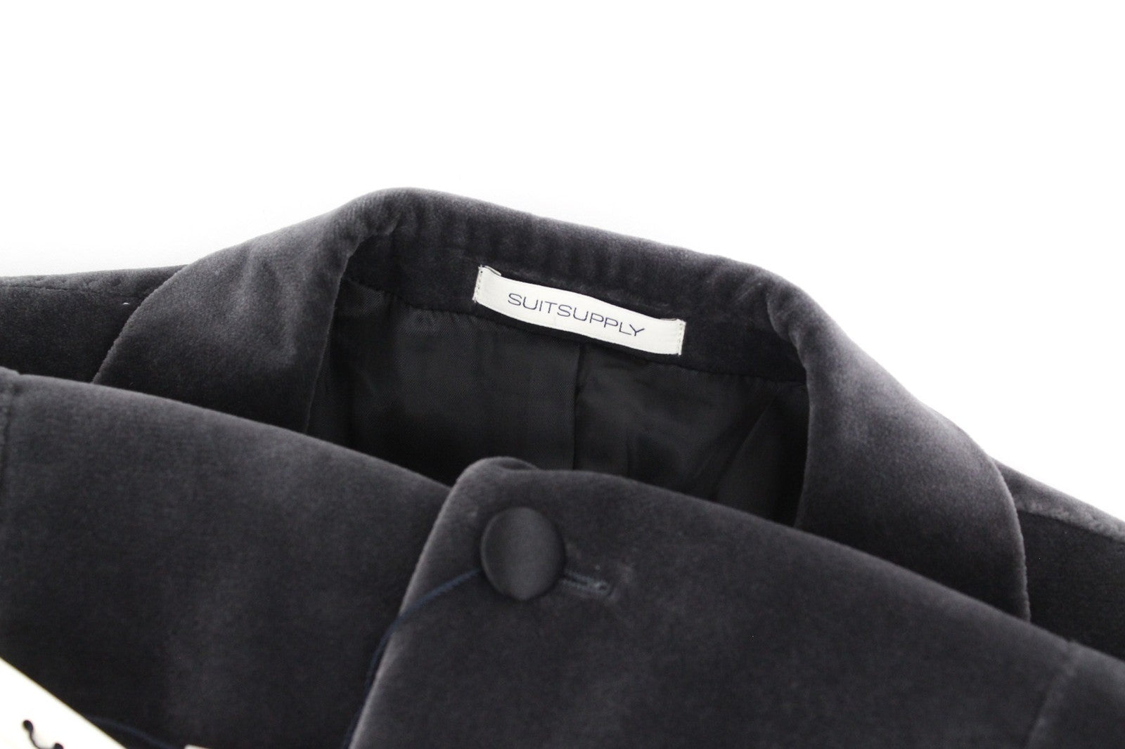 SUITSUPPLY Lazio Men's Grey Velvet Slim Fit Tuxedo Blazer UK36R Cotton Stretch