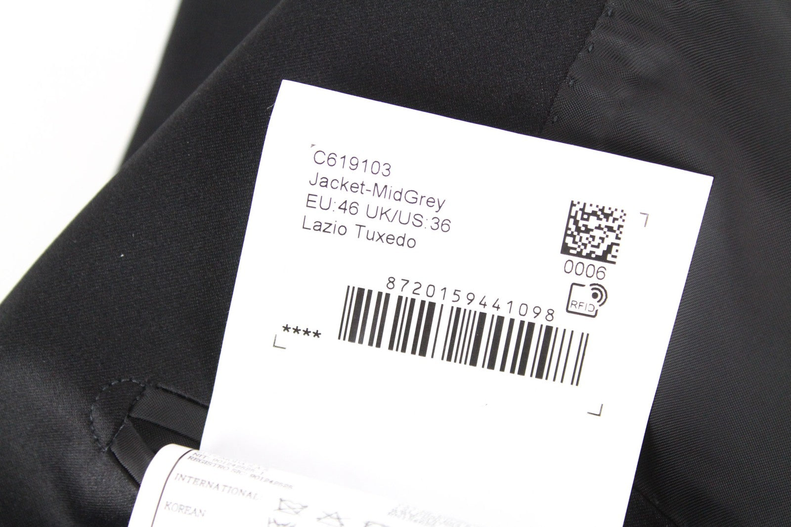 SUITSUPPLY Lazio Men's Grey Velvet Slim Fit Tuxedo Blazer UK36R Cotton Stretch