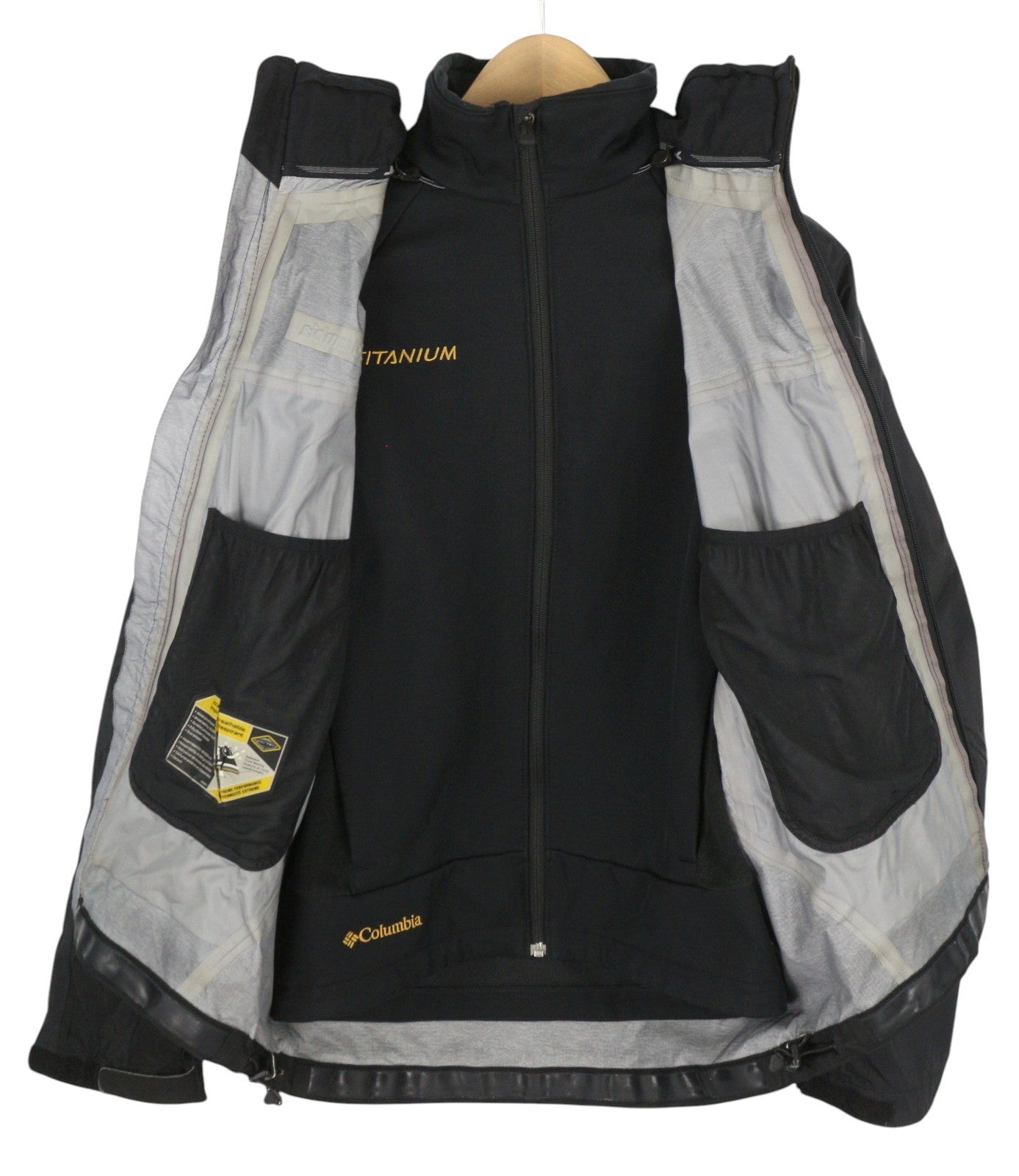 COLUMBIA Titanium Men Jacket S Black Omni-Tech Waterproof Removable Lining 2in1