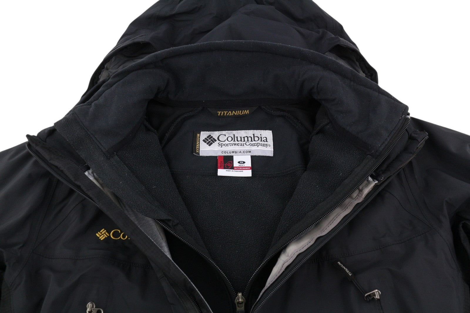 COLUMBIA Titanium Men Jacket S Black Omni-Tech Waterproof Removable Lining 2in1