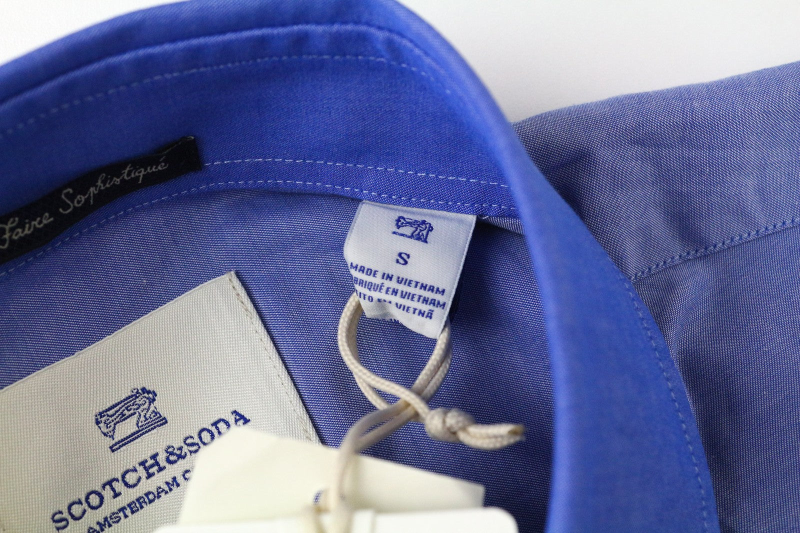 SCOTCH & SODA Ams Couture Men's Shirt S Slim Blue Cotton Button Long Sleeve