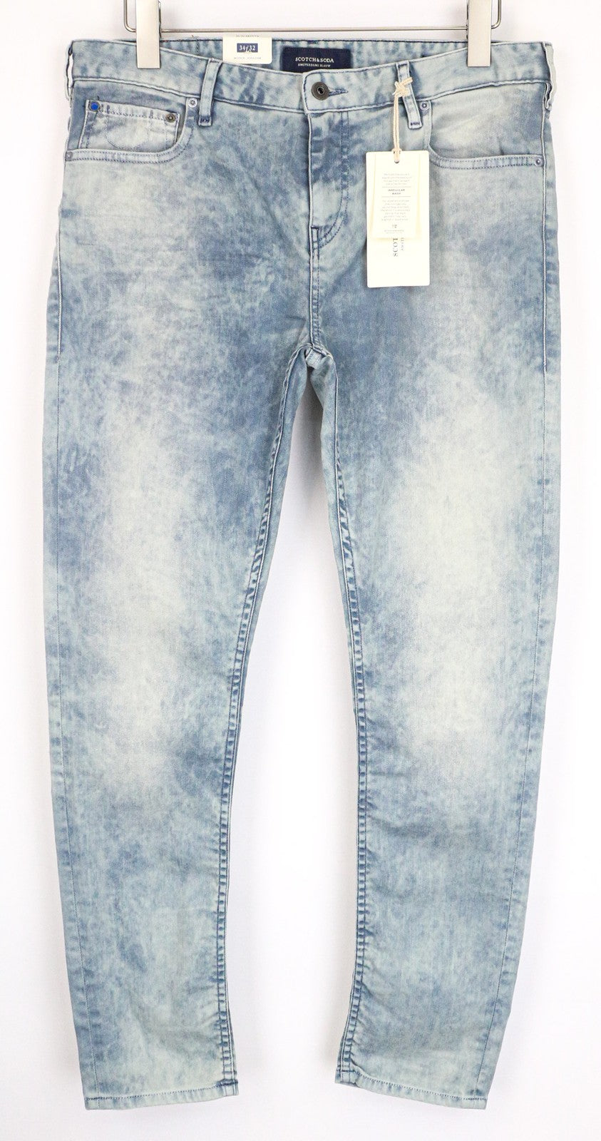 SCOTCH & SODA Skim Men's Jeans W34/L32 Skinny Stretch Blue Cotton Washed Denim
