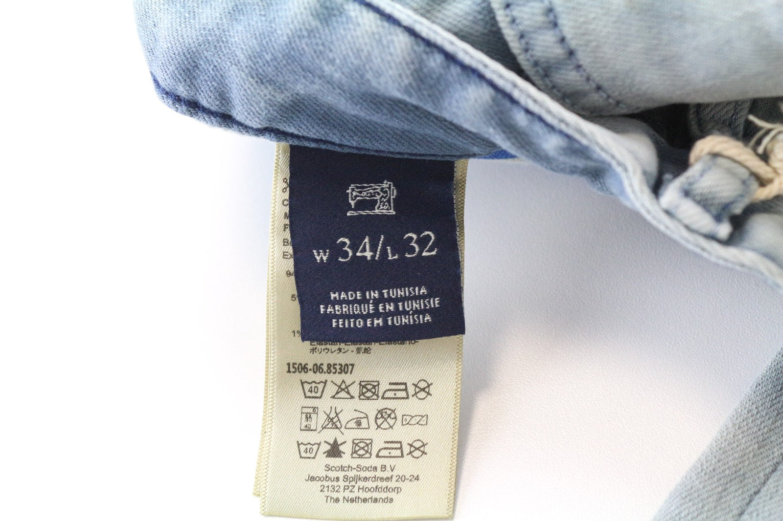 SCOTCH & SODA Skim Men's Jeans W34/L32 Skinny Stretch Blue Cotton Washed Denim