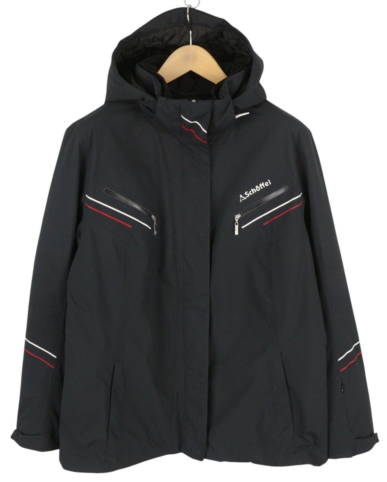 SCHOFFEL Ferry II Women Jacket UK20 Black Skiing Snow Skirt Hooded Insulated