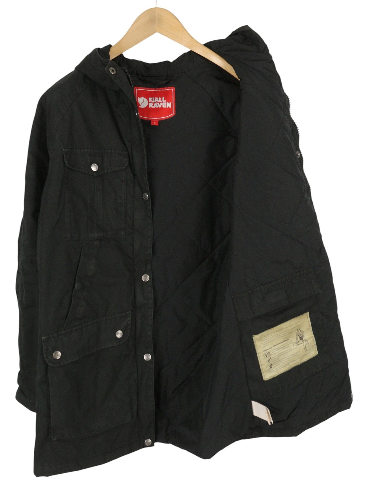 FJALLRAVEN 89259 - Greenland Parka Women Jacket S Black Hooded Zip Lightweight