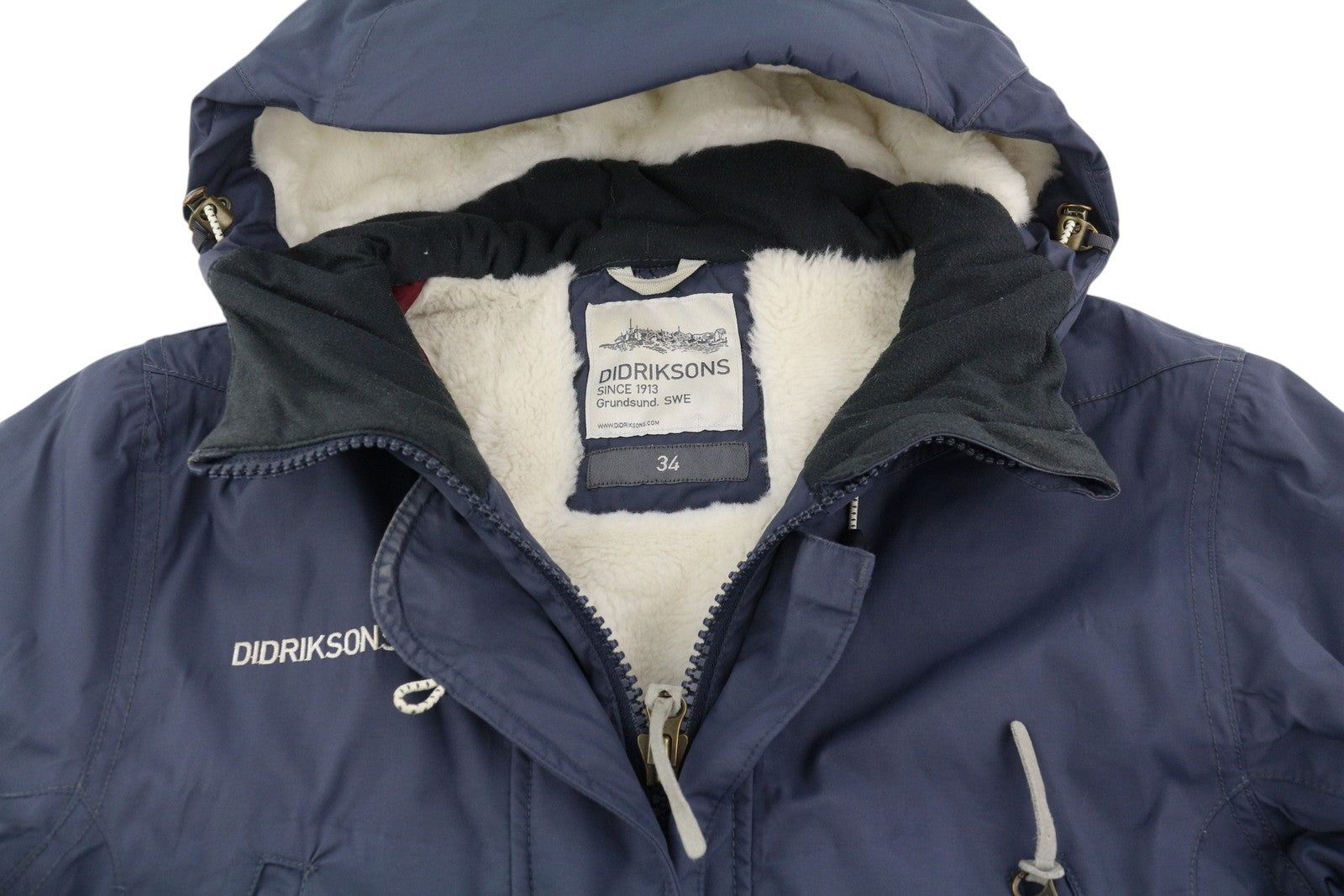 DIDRIKSONS Elsa Parka Women Jacket EU34 Blue Storm System Waterproof Mid-Length