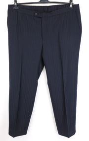 SUITSUPPLY Brescia Men's Navy Trousers UK50R Slim Wool Herringbone Flat-Front