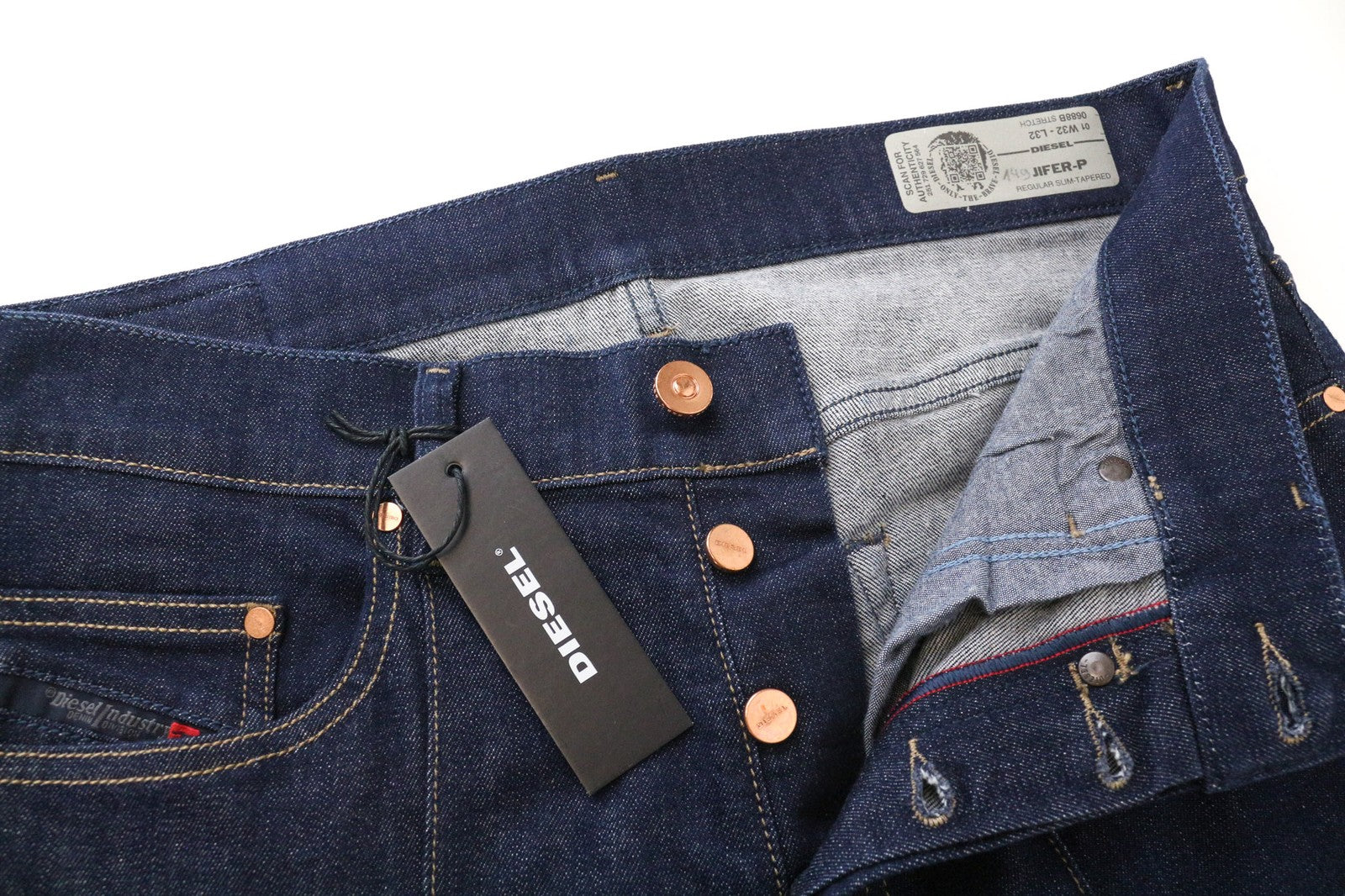 DIESEL Jifer-P 0688B Men's Jeans W32/L32 Slim Taper Stretch Blue Denim