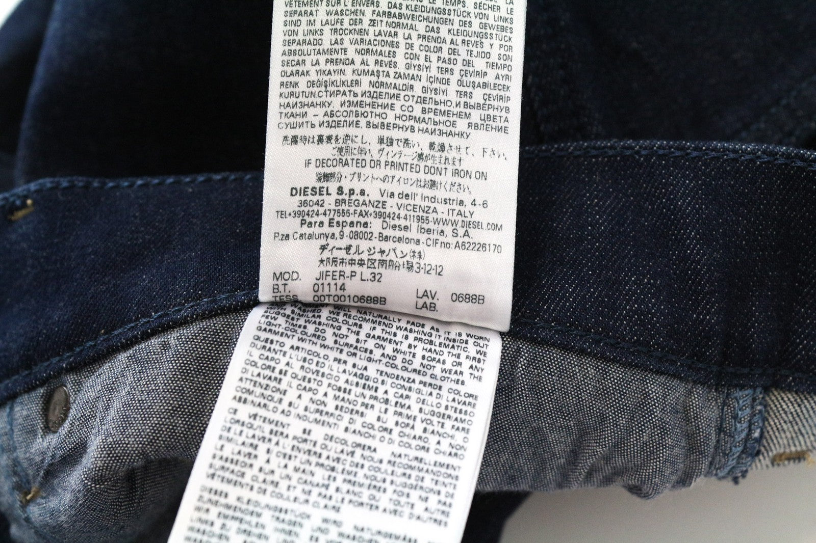 DIESEL Jifer-P 0688B Men's Jeans W32/L32 Slim Taper Stretch Blue Denim