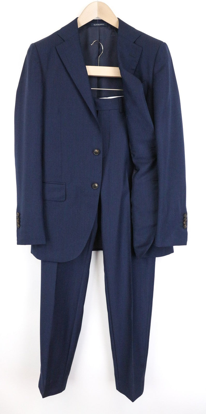 SUITSUPPLY Lazio Men's Suit UK36R Slim Wool S110s 2 Piece Blue Melange