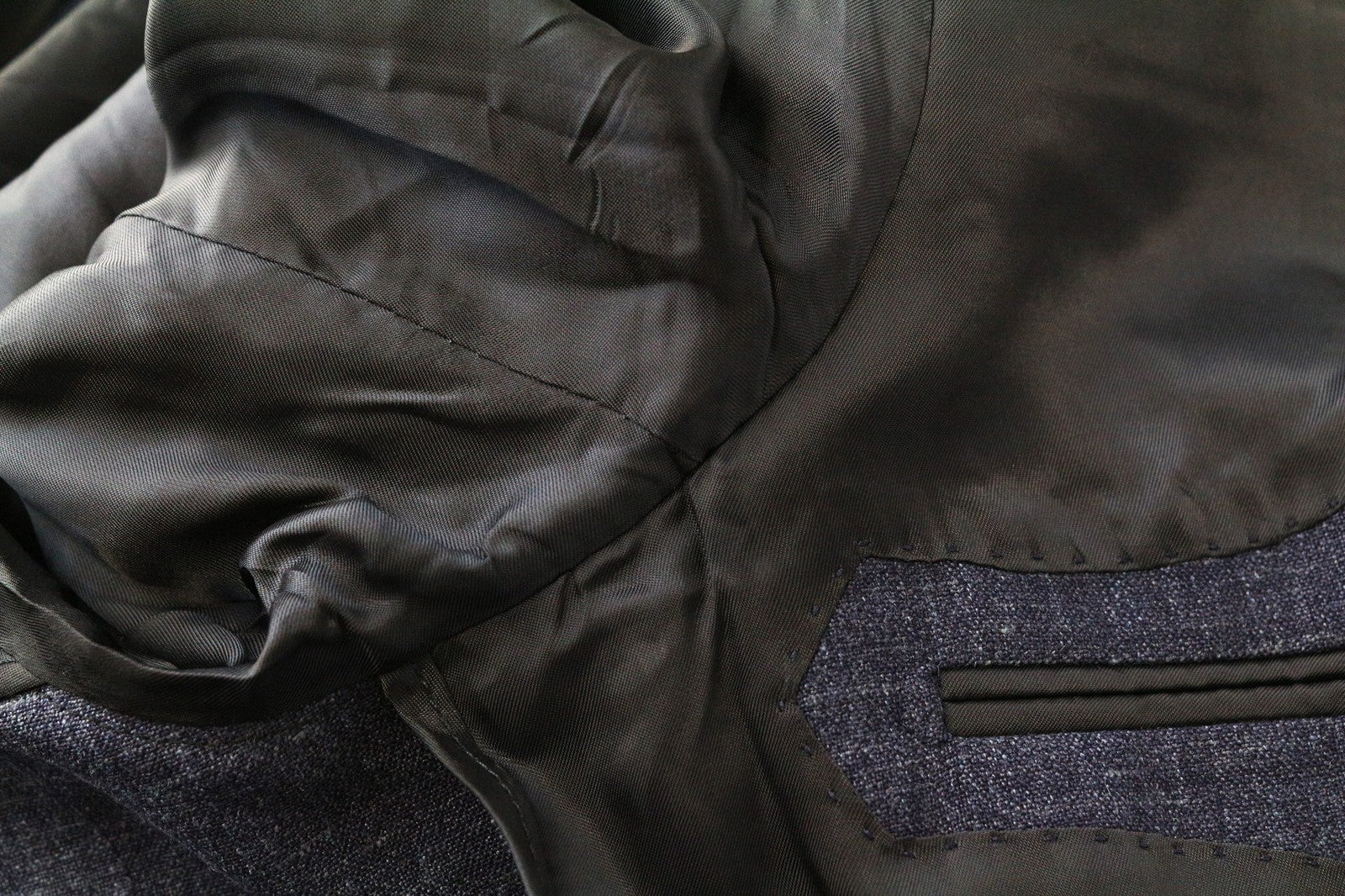 SUITSUPPLY La Spalla Men's Blazer UK32R Slim Blue Wool Silk Linen Melange