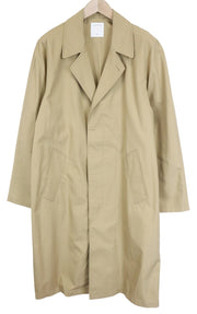SANDRO Men's Coat L Beige Cotton Mid-Length Trench Button-Up Style