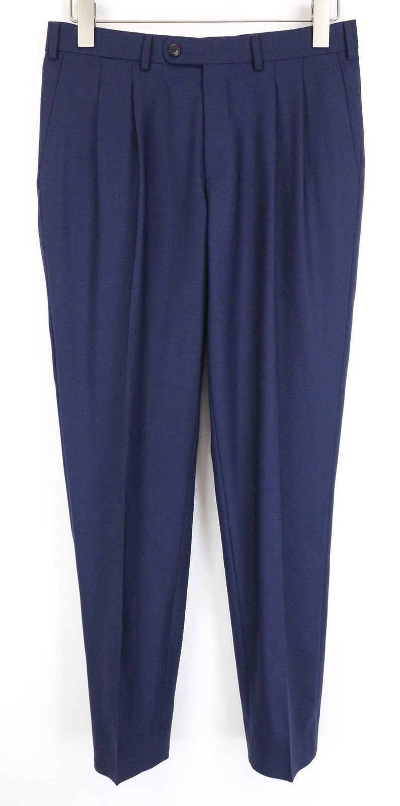 SUITSUPPLY Brescia Men's Trousers UK36S Blue Pure Wool Pleated Formal