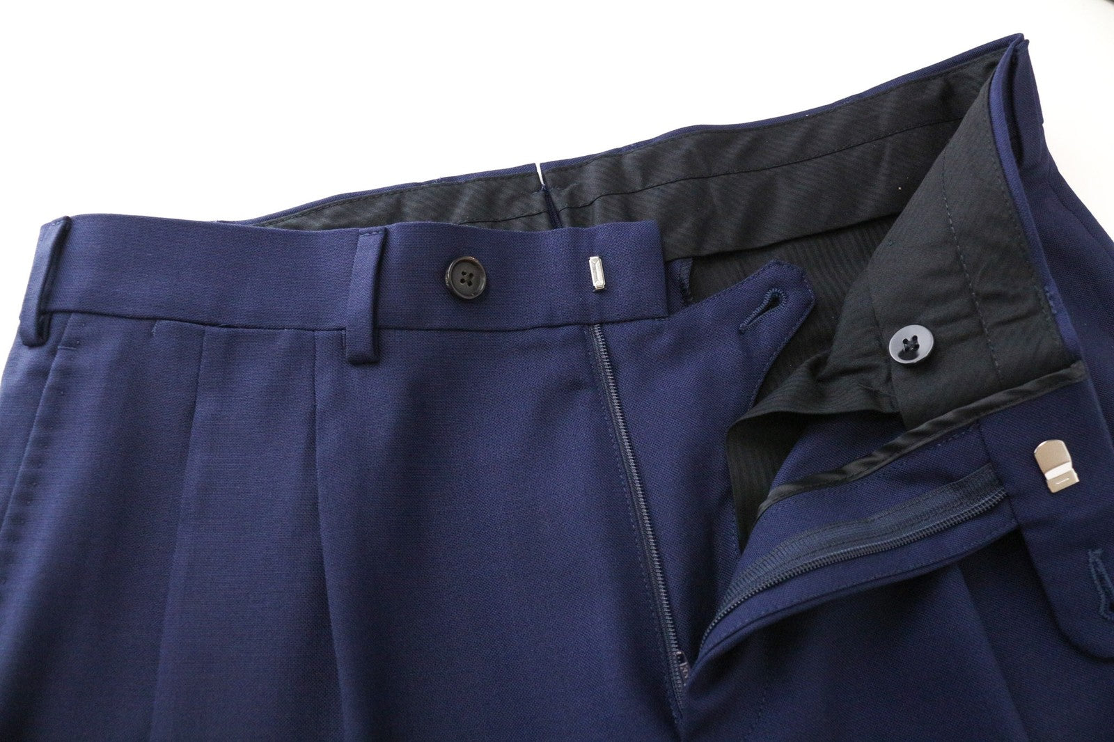 SUITSUPPLY Brescia Men's Trousers UK36S Blue Pure Wool Pleated Formal