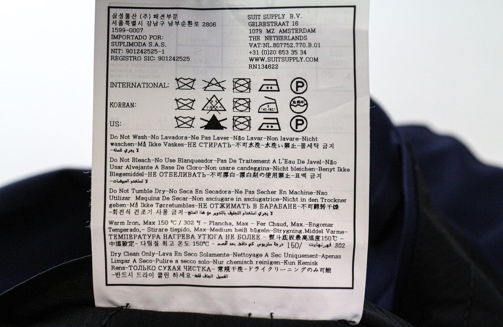 SUITSUPPLY Brescia Men's Trousers UK36S Blue Pure Wool Pleated Formal