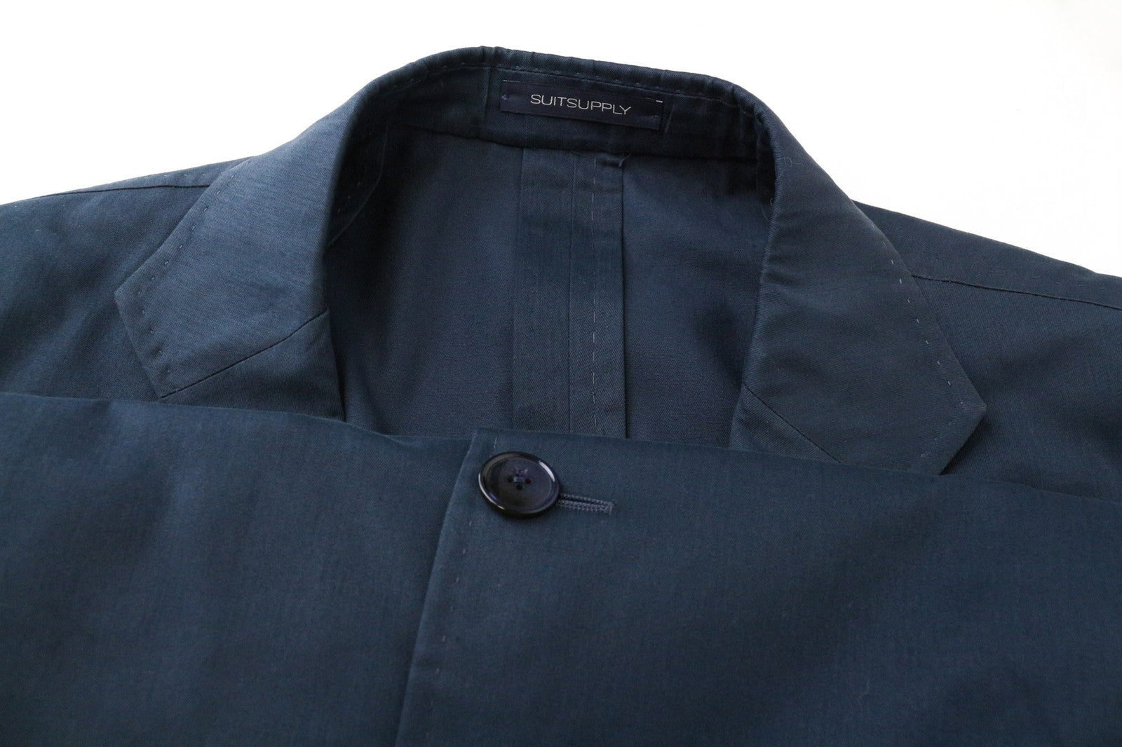 SUITSUPPLY La Spalla vyriškas švarkas, UK48L, mėlynai žalias, medvilninis kašmyras, be pamušalo 