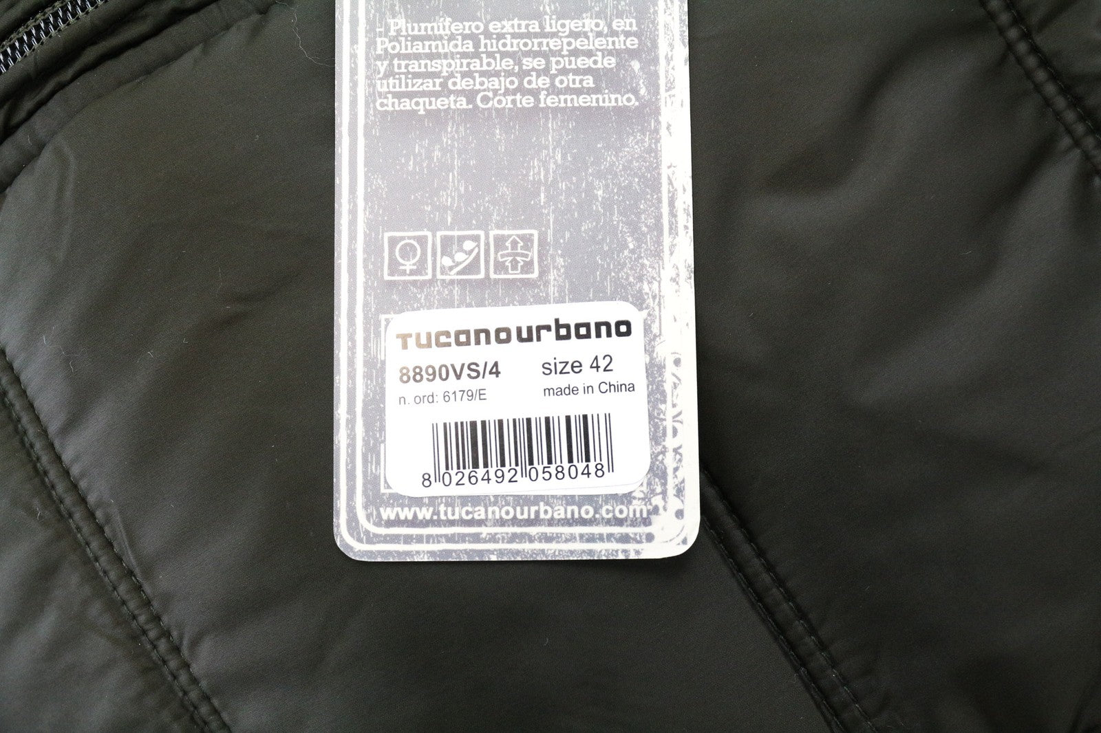 TUCANO URBANO Low Dan Women's Jacket IT42 Green Thermal Padded Water-Repel