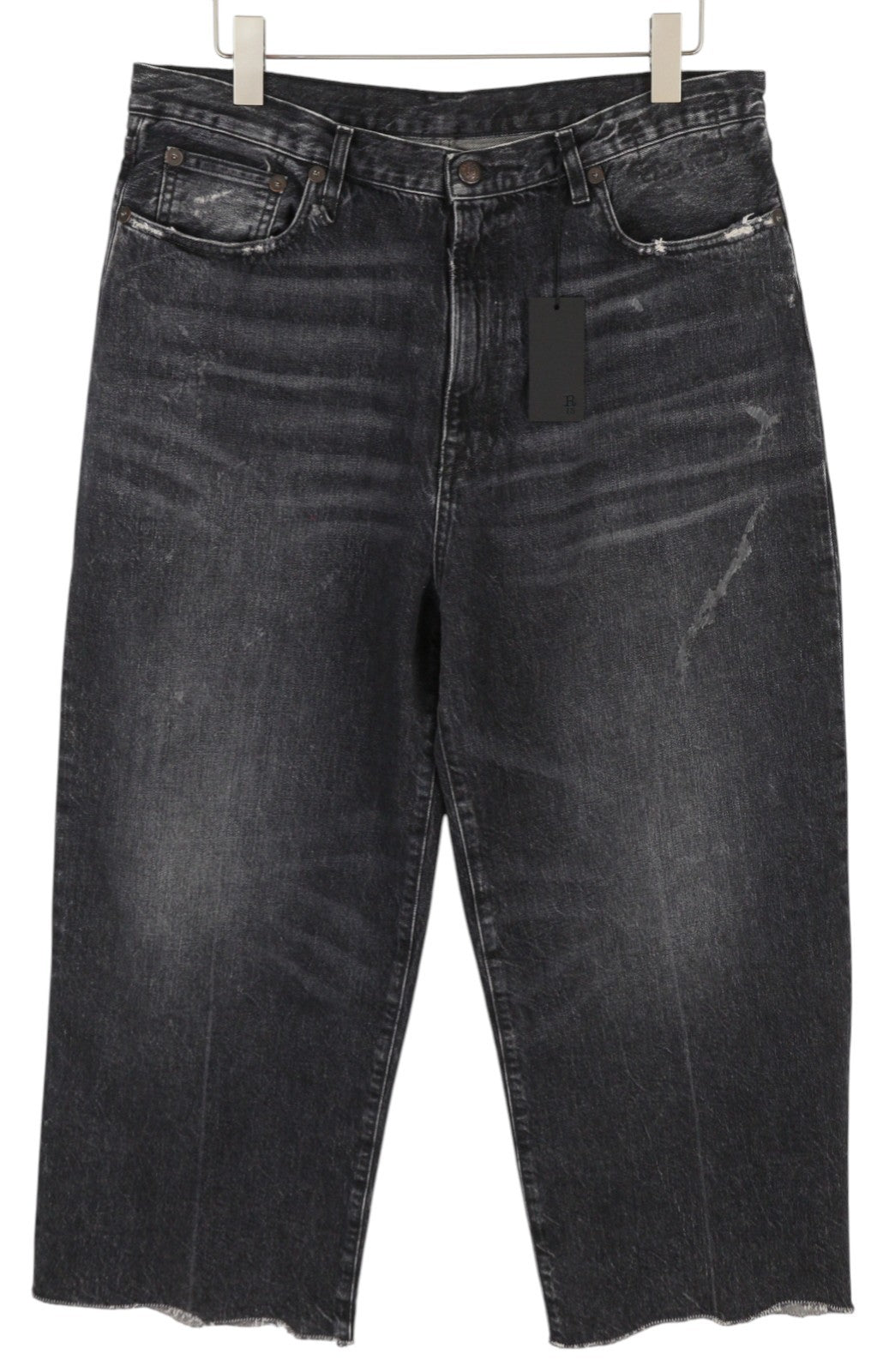 R13 Ankled D'Arcy Women Jeans 31 Everit Black Washed Distressed Straight Fit