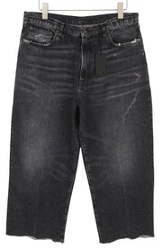 R13 Ankled D'Arcy Women Jeans 31 Everit Black Washed Distressed Straight Fit