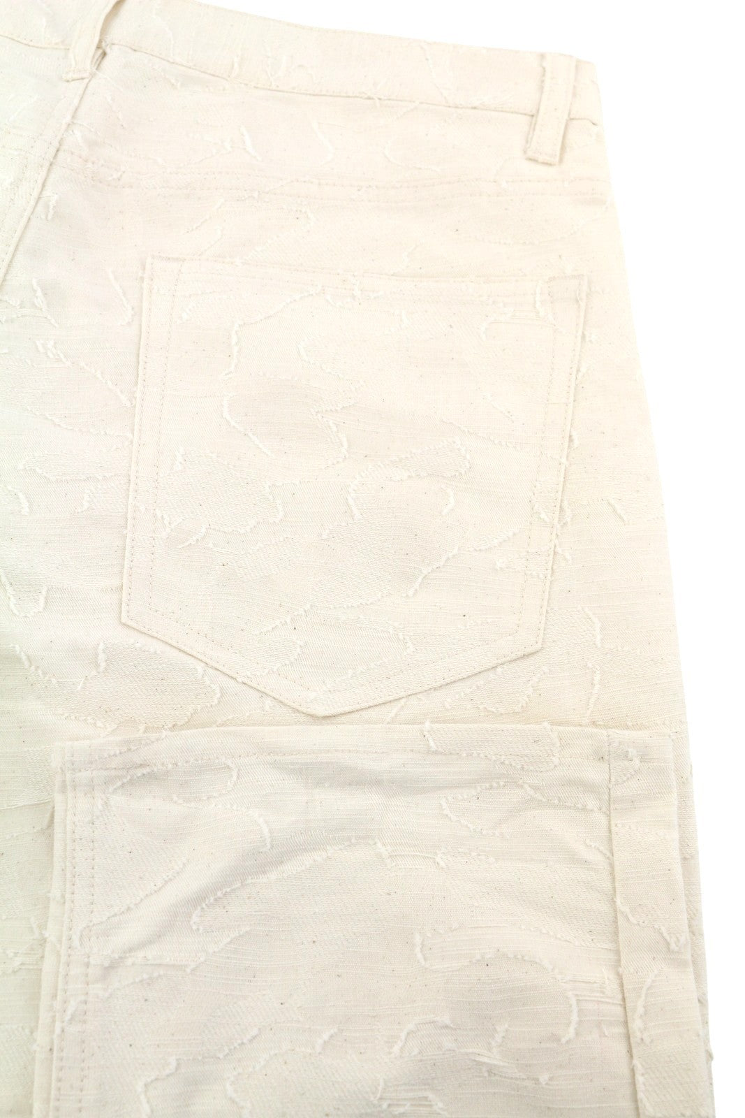 H&M Studios Pedro Men Trousers W31 Light Beige Textured Zip Fly Pockets Slim