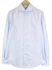 SUITSUPPLY Men's Shirt 42/16.5 Blue Extra Slim Cotton Stripe Long Sleeve