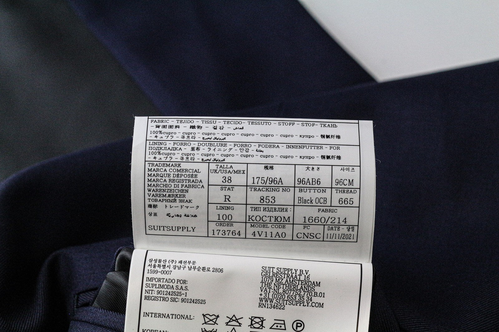 SUITSUPPLY U-neck Men's Suit UK38R Wool Blue 2Pc with Trousers Waistcoat Formal