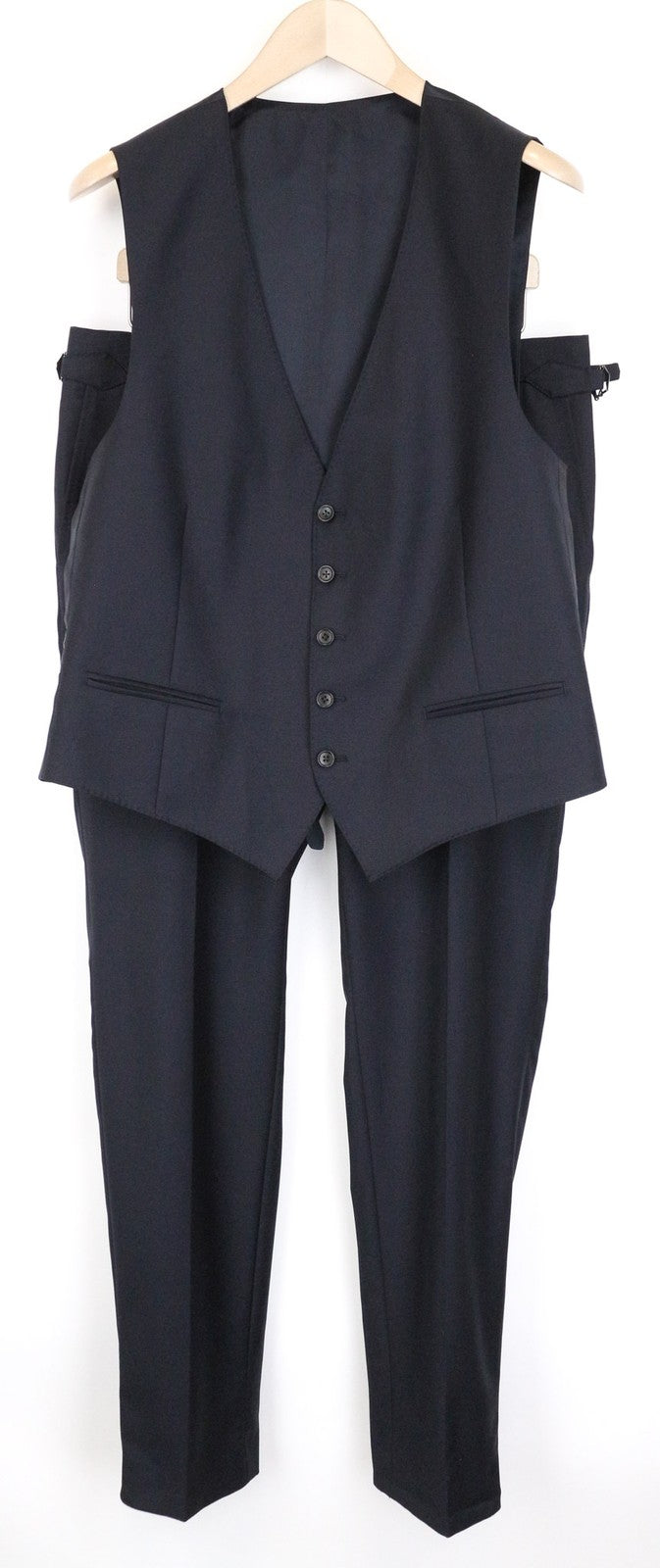 SUITSUPPLY Ferrara Men's Suit UK42R Wool Blue 2Pc Waistcoat Pleated Trousers