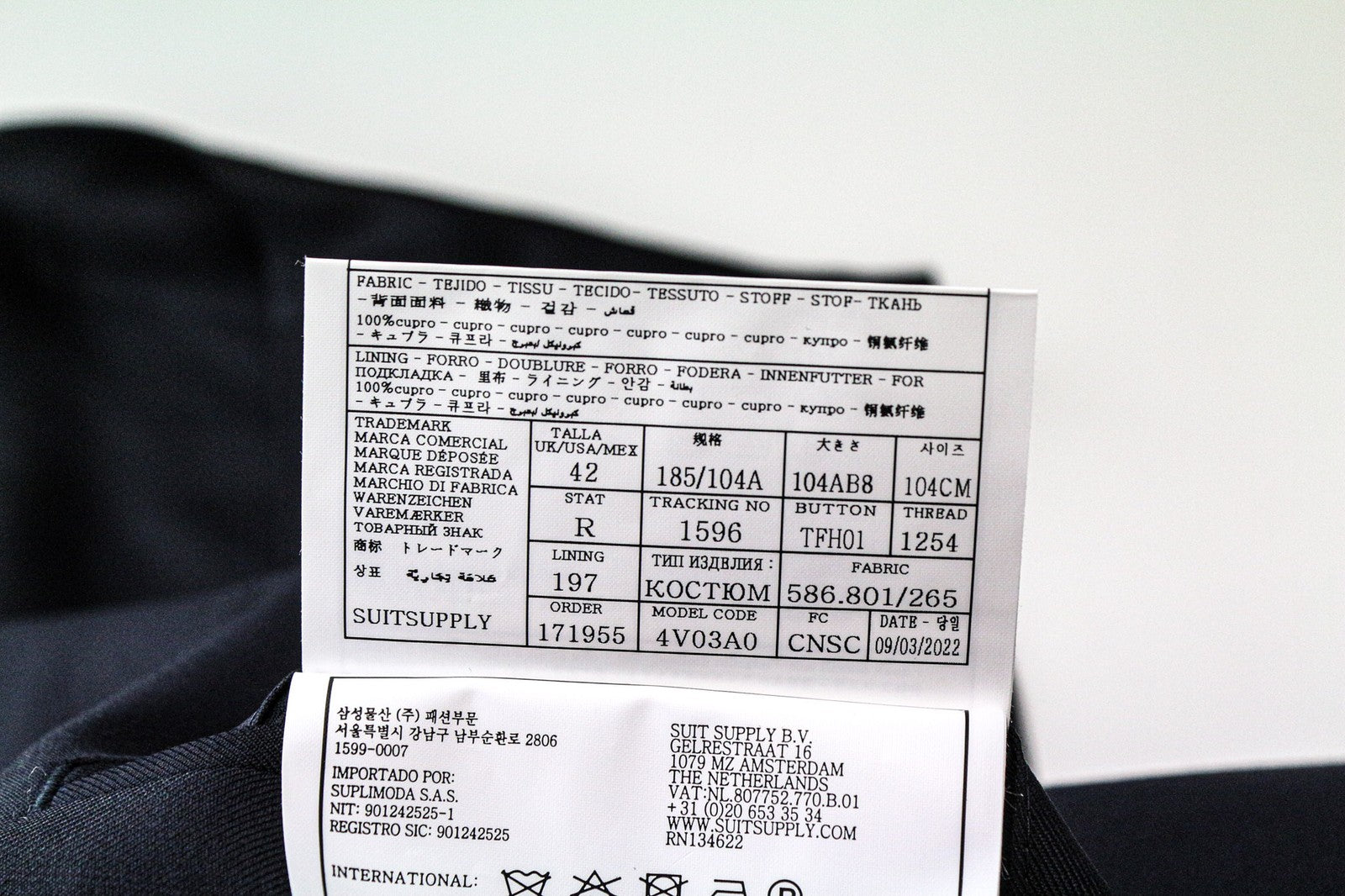 SUITSUPPLY Ferrara Men's Suit UK42R Wool Blue 2Pc Waistcoat Pleated Trousers