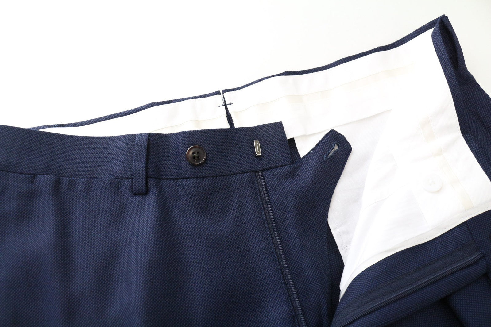 SUITSUPPLY Brescia Men's Trousers UK40S Wool Blue Lined Pleated Front Formal