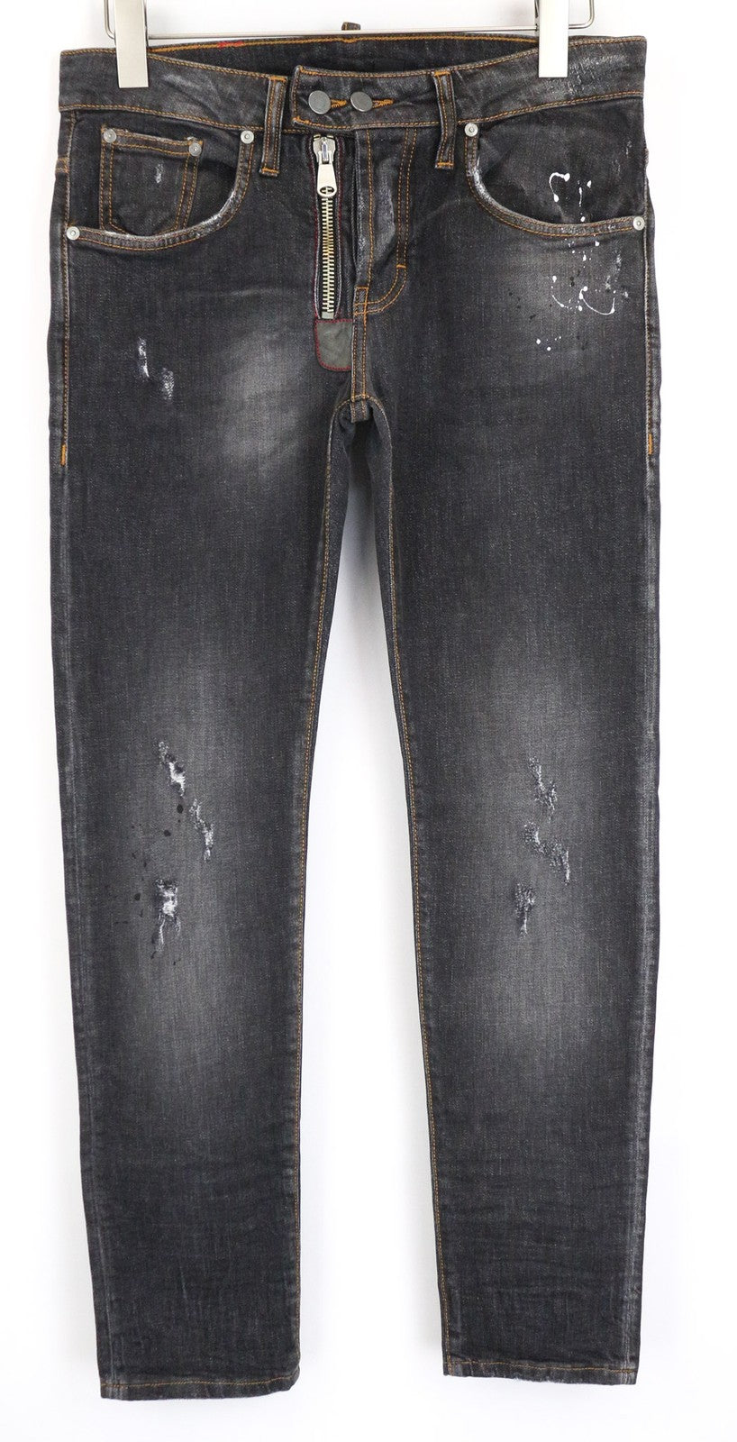 TAKESHY KUROSAWA vyriški džinsai W32 Slim pilki dažytos medvilnės tamprūs skalbti džinsai