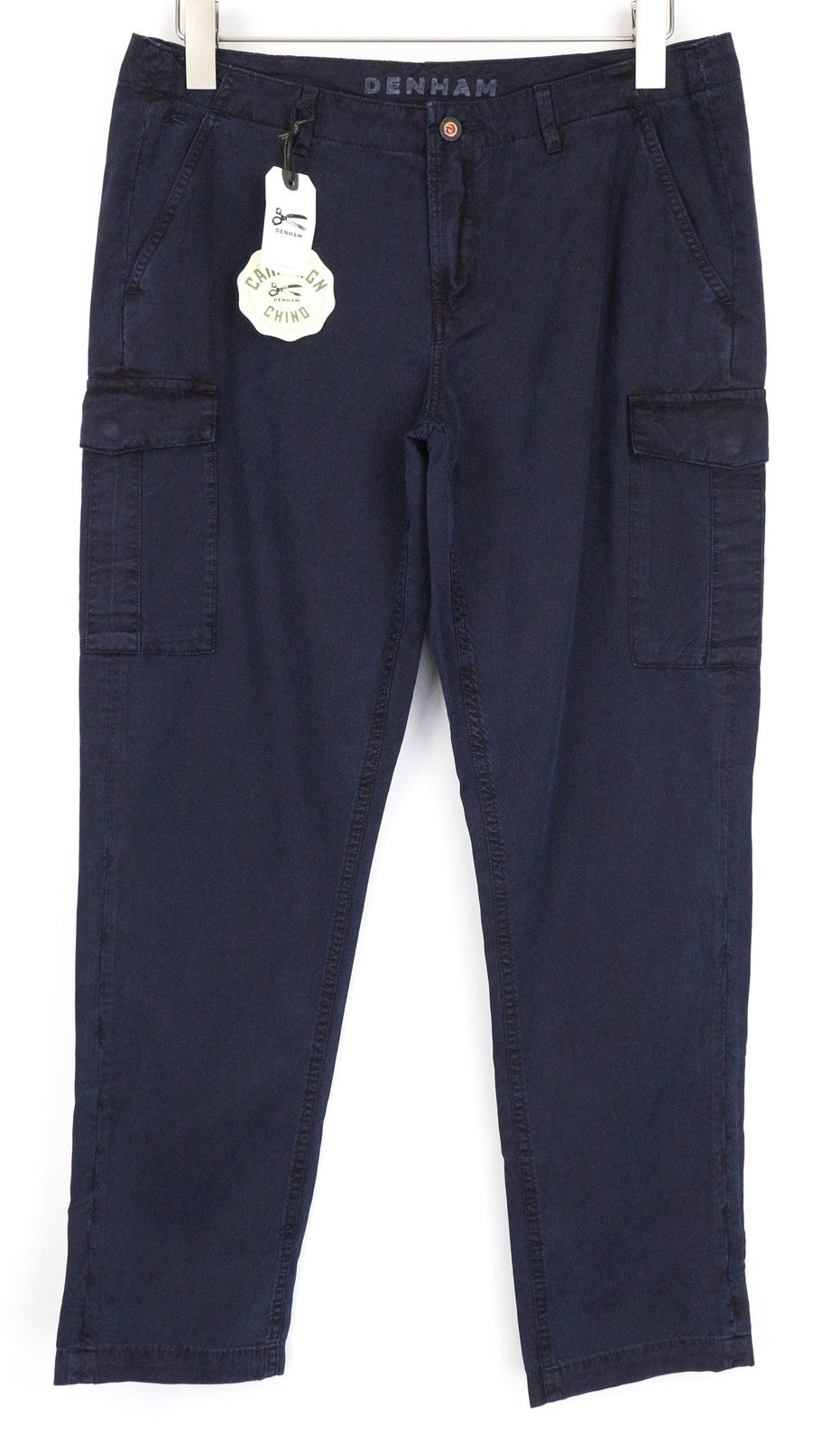 DENHAM Tara Women's Pants W28/L30 Navy Cotton Blend Relaxed Fit Cargo Casual