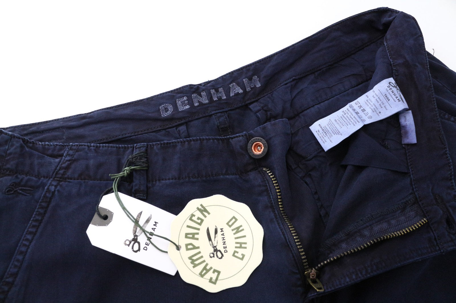 DENHAM Tara Women's Pants W28/L30 Navy Cotton Blend Relaxed Fit Cargo Casual