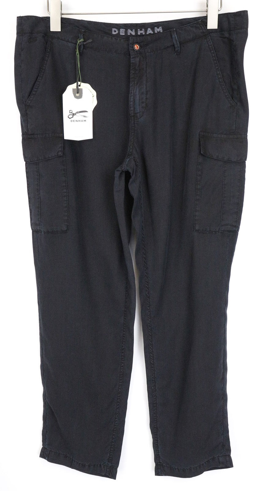 DENHAM Tara Women's Trousers W28/L30 Black Casual Cotton Blend Relaxed Cargo