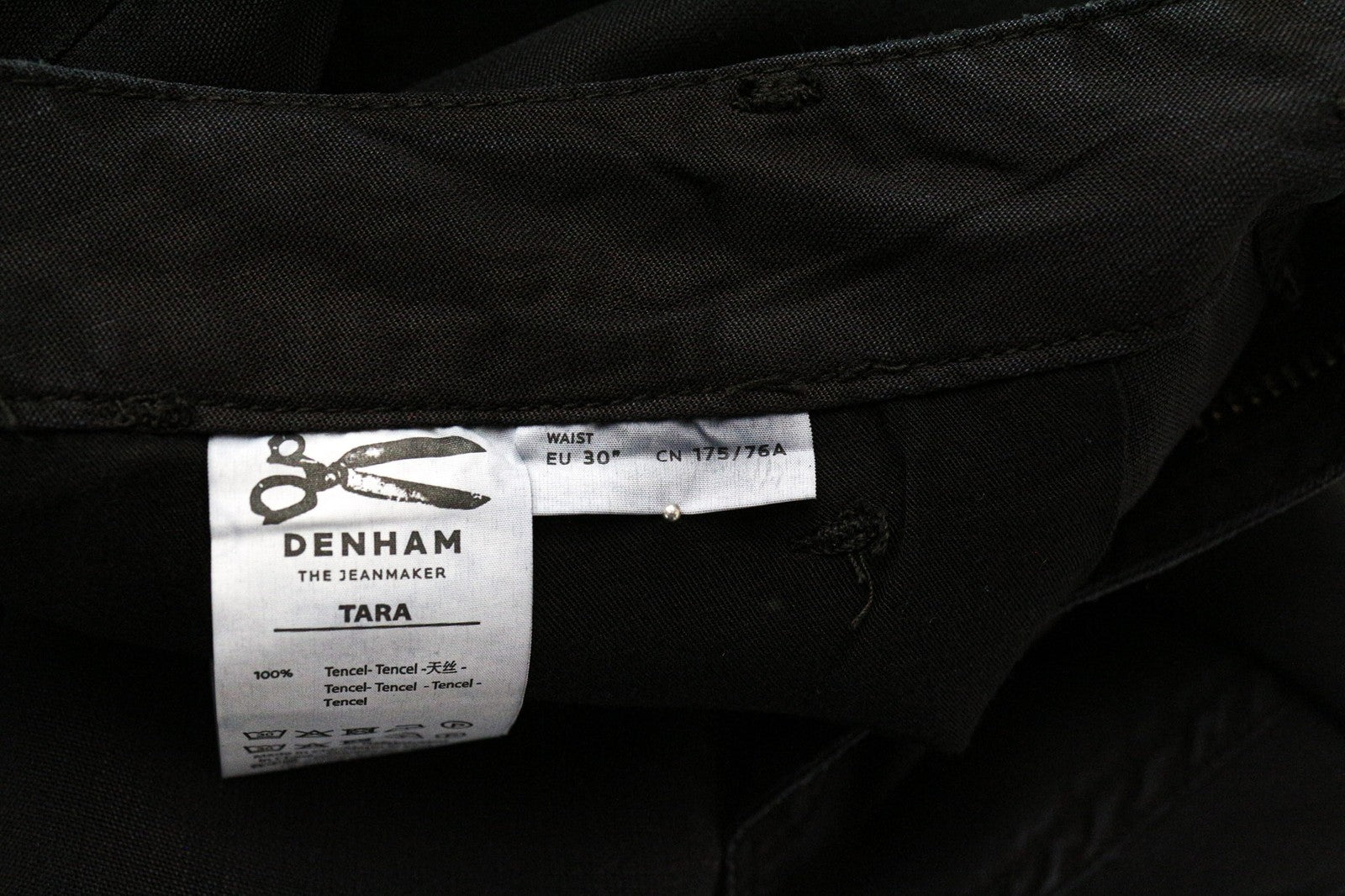 DENHAM Tara Women's Trousers W28/L30 Black Casual Cotton Blend Relaxed Cargo