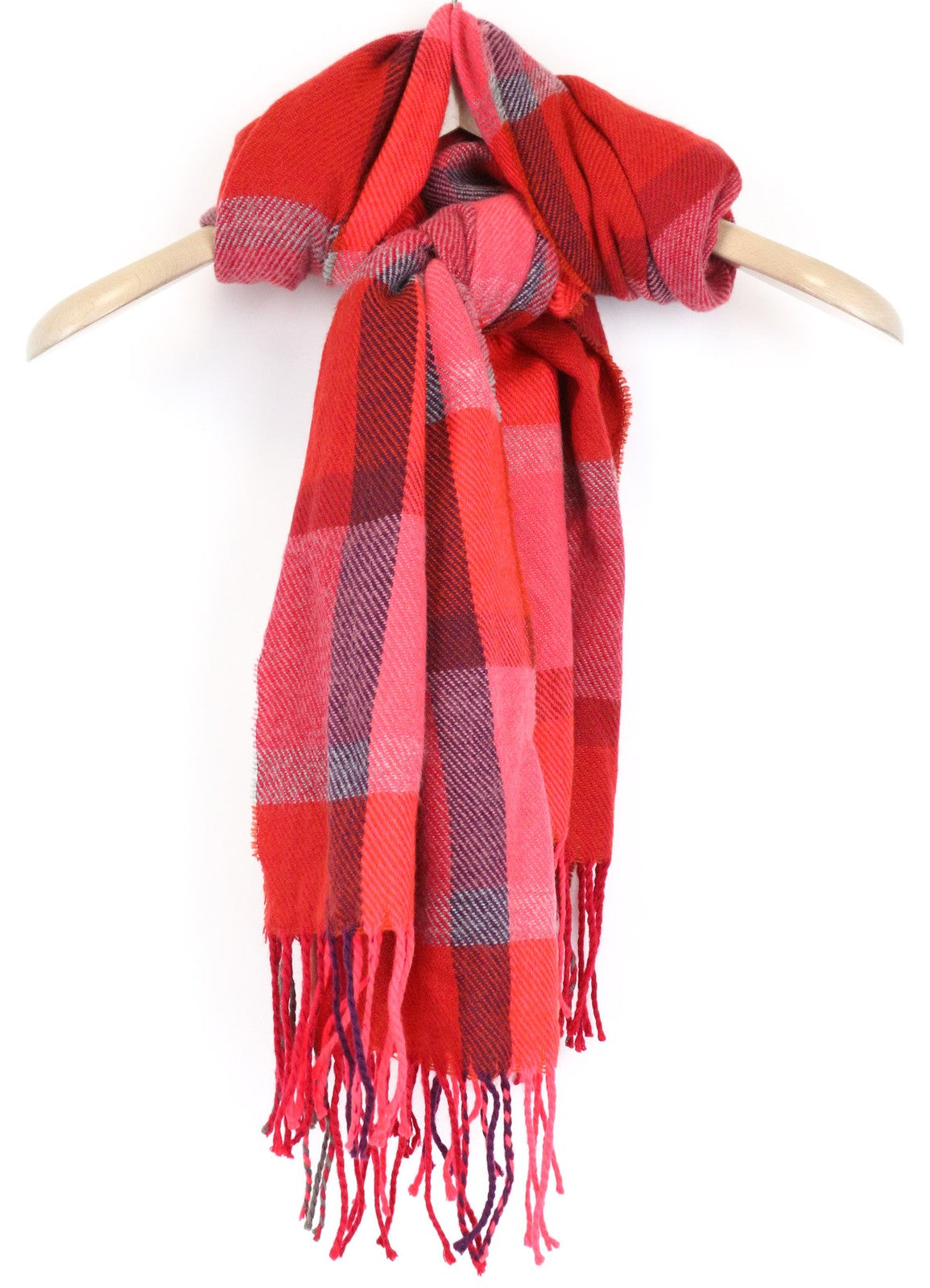 SCOTCH & SODA Women's Scarf OS Red Checked Tassel Casual Spring Autumn Winter