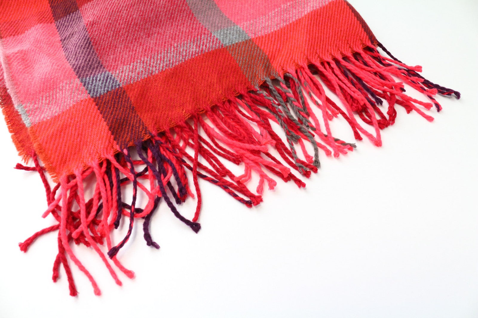 SCOTCH & SODA Women's Scarf OS Red Checked Tassel Casual Spring Autumn Winter
