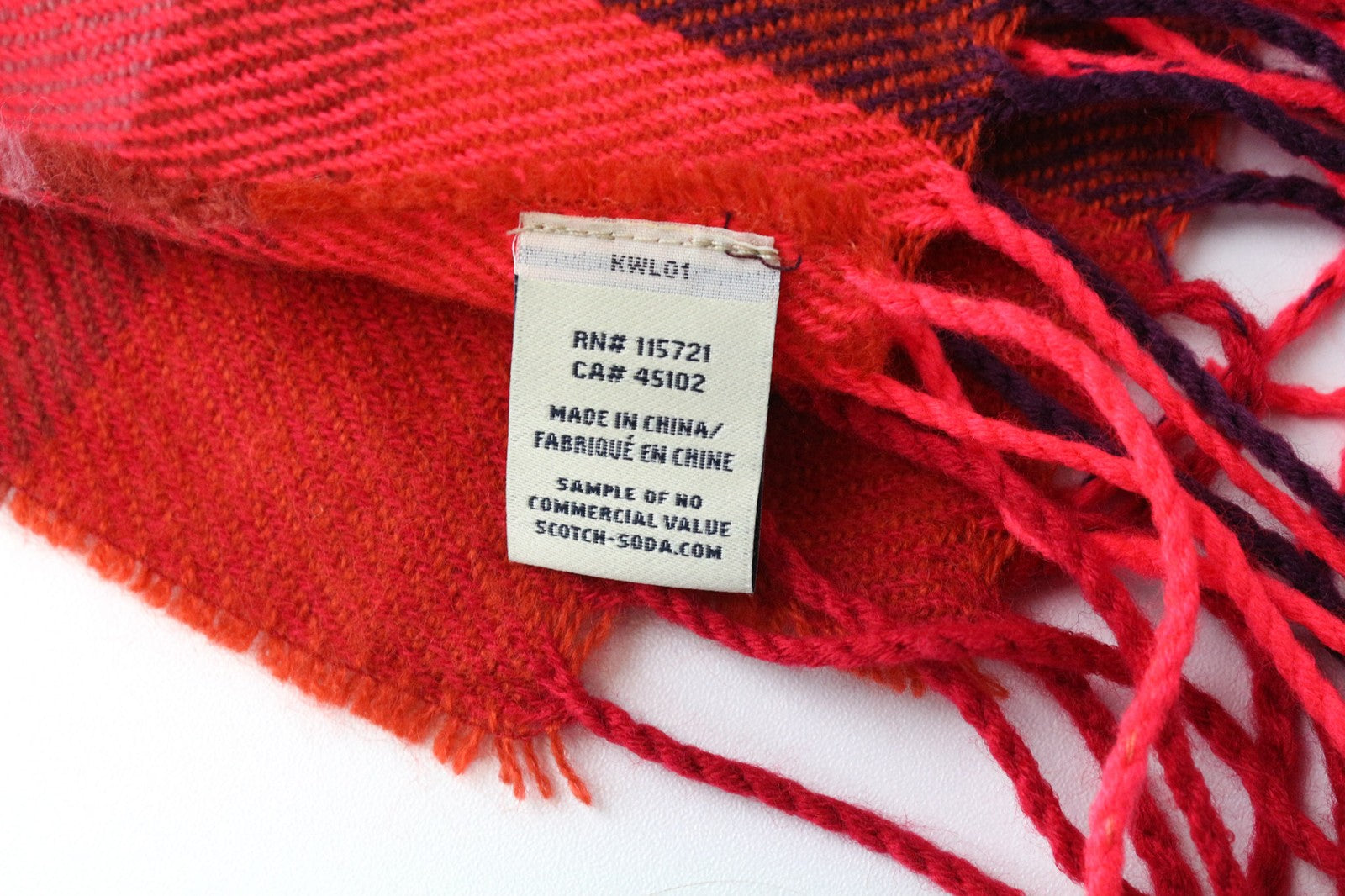 SCOTCH & SODA Women's Scarf OS Red Checked Tassel Casual Spring Autumn Winter