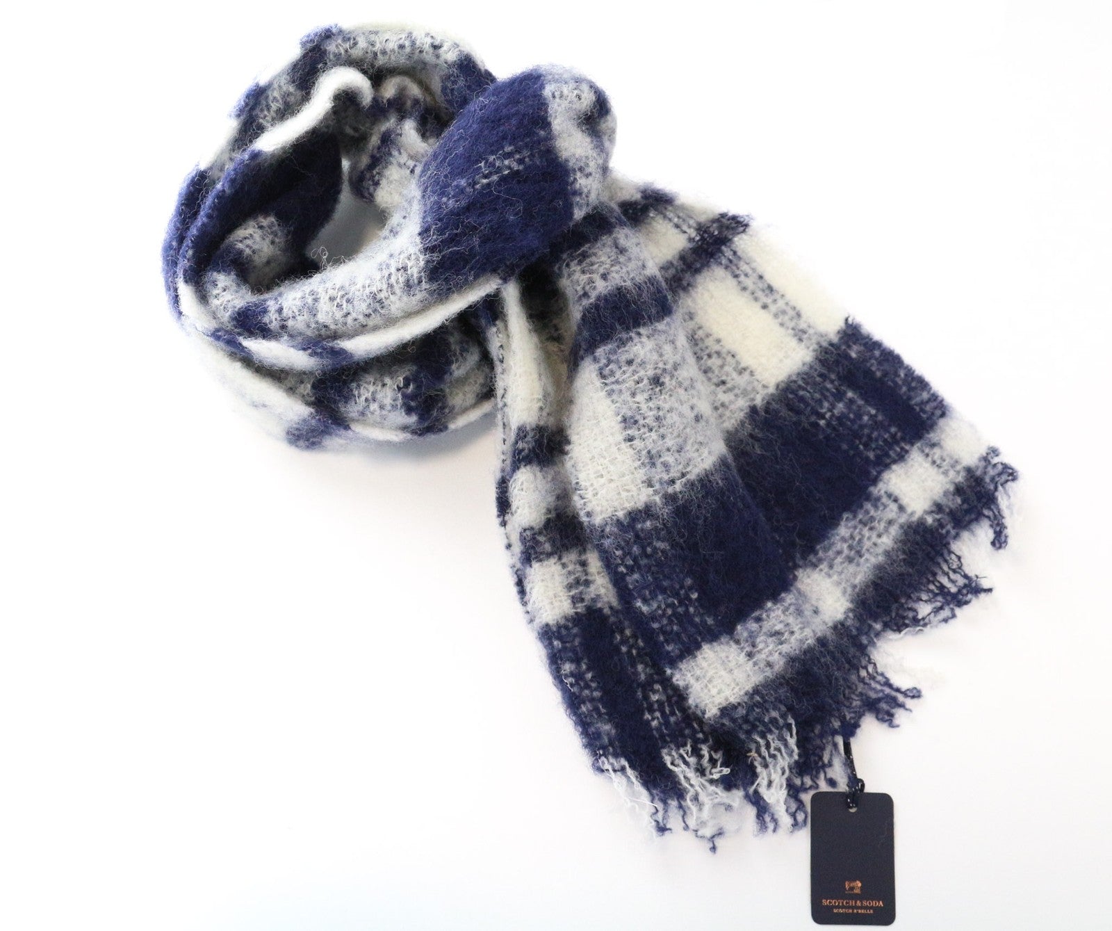 SCOTCH R'BELLE Women's Scarf OS Blue Checked Pattern Casual Spring Autumn Wear