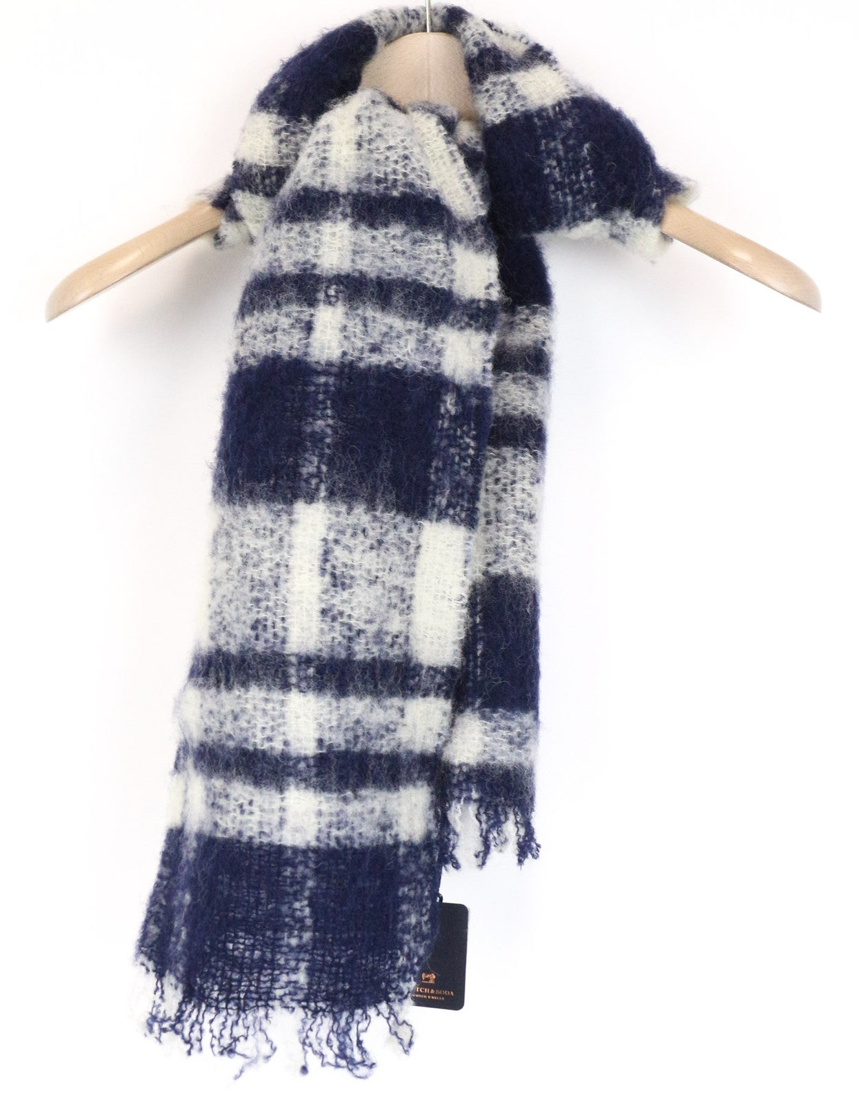 SCOTCH R'BELLE Women's Scarf OS Blue Checked Pattern Casual Spring Autumn Wear