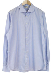 SUITSUPPLY Men's Shirt 46-7/18L Extra Slim Cotton Striped Cutaway Collar Shirt