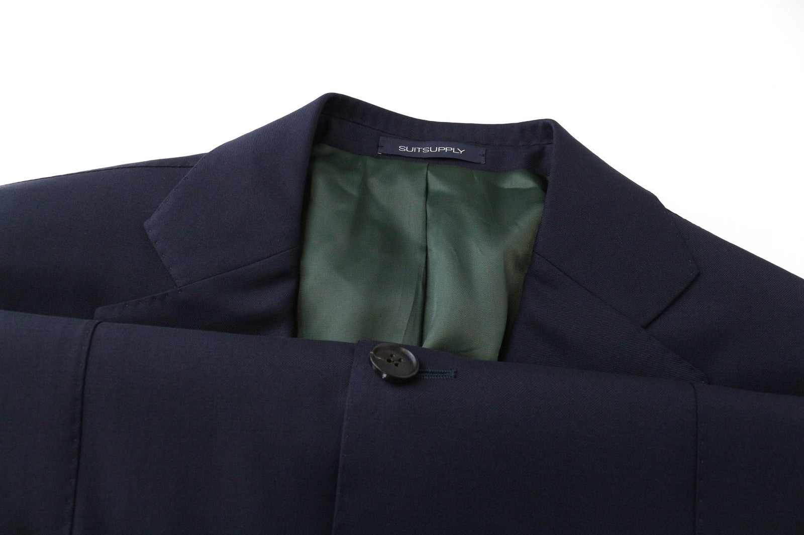 SUITSUPPLY La Spalla vyriškas švarkas UK38S mėlynas vilnonis vieneilis švarkas su pamušalu 