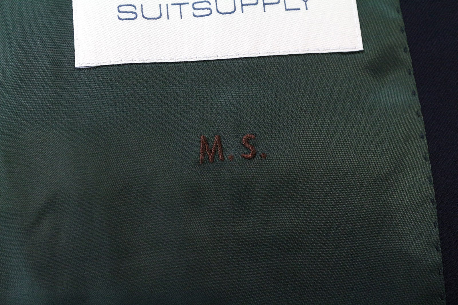 SUITSUPPLY La Spalla vyriškas švarkas UK38S mėlynas vilnonis vieneilis švarkas su pamušalu 