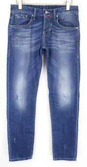 TAKESHY KUROSAWA vyriški džinsai W32 mėlyni medvilniniai, įprasto kirpimo, su nublukimu