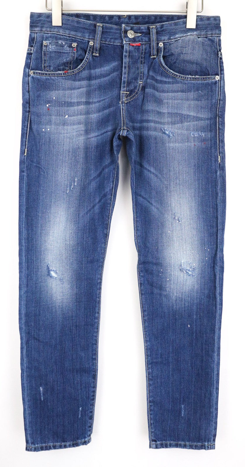 TAKESHY KUROSAWA vyriški džinsai W32 mėlyni medvilniniai, įprasto kirpimo, su nublukimu