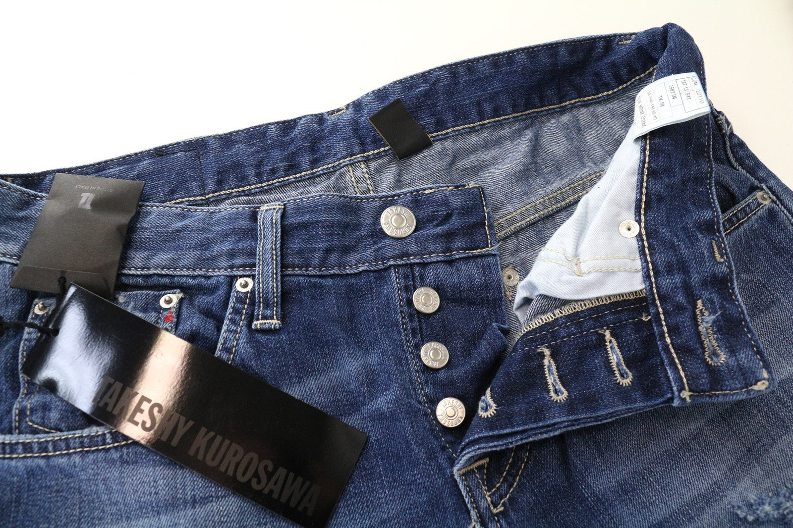 TAKESHY KUROSAWA vyriški džinsai W32 mėlyni medvilniniai, įprasto kirpimo, su nublukimu