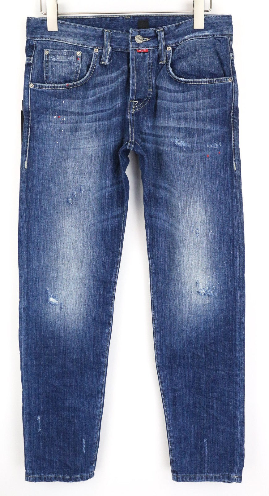 TAKESHY KUROSAWA vyriški džinsai W32 mėlyni medvilniniai, įprasto kirpimo, nusidėvėję, skalbti