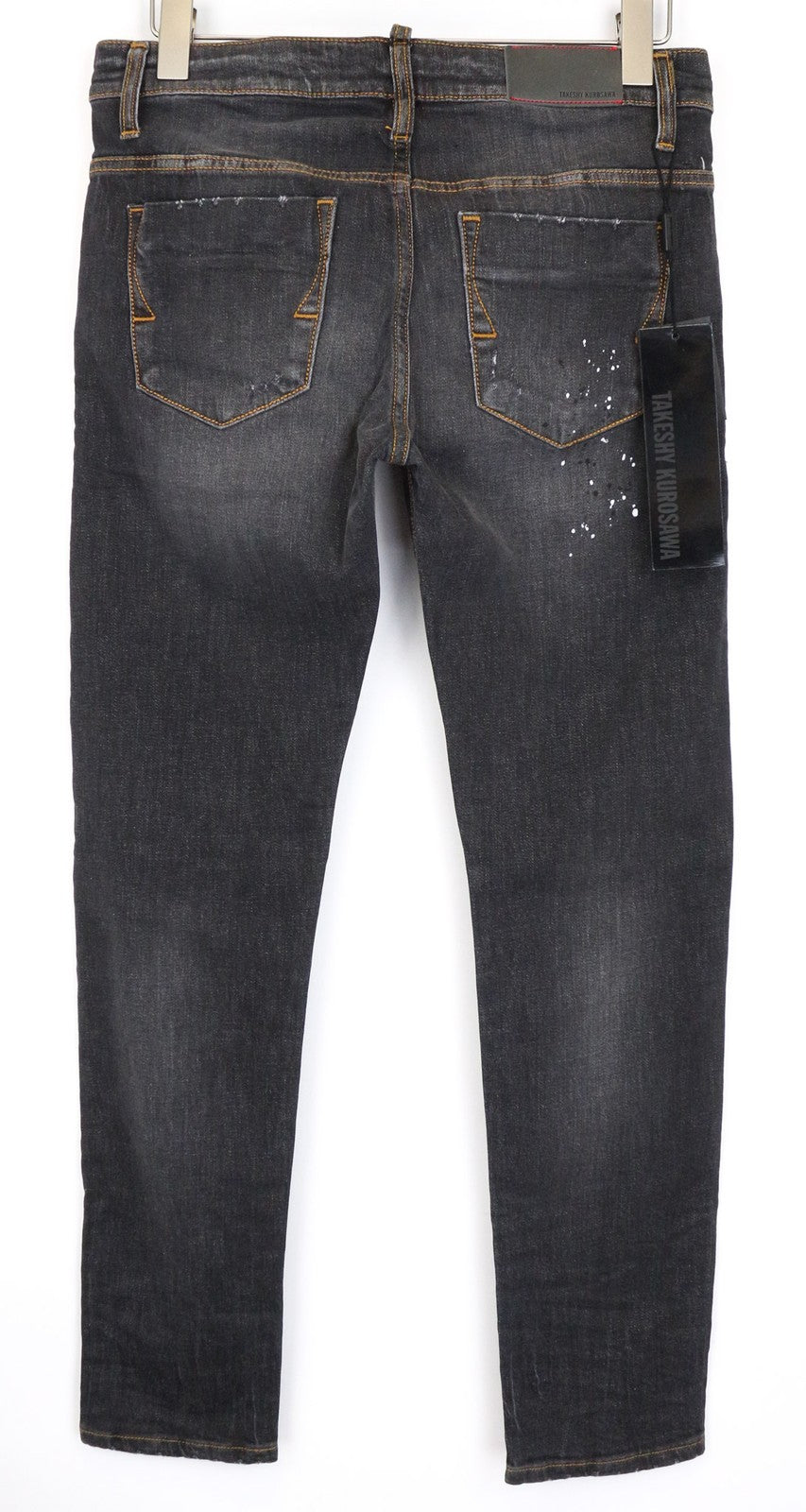TAKESHY KUROSAWA vyriški džinsai W32 Slim tamsiai pilki, tamprūs, dažyti, skalbti medvilniniai džinsai